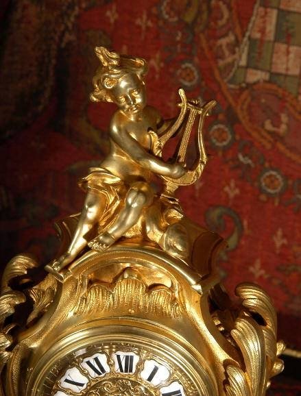 fig 1. Antique French Rococo Boudoir Table Clock ~ Samuel Marti